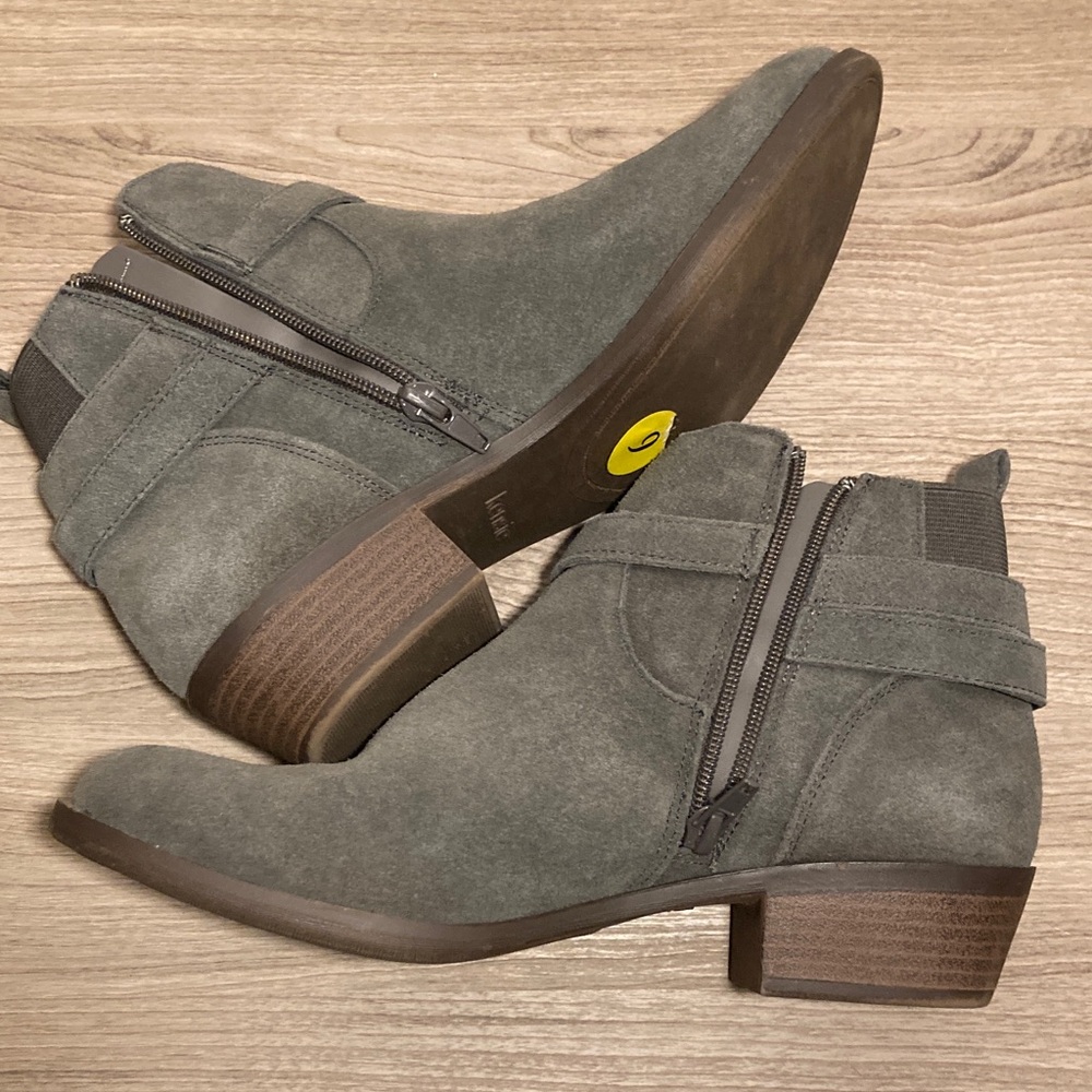 Kensie Gemella Charcoal Suede leather Ankle Booties 9 - Picture 11 of 15